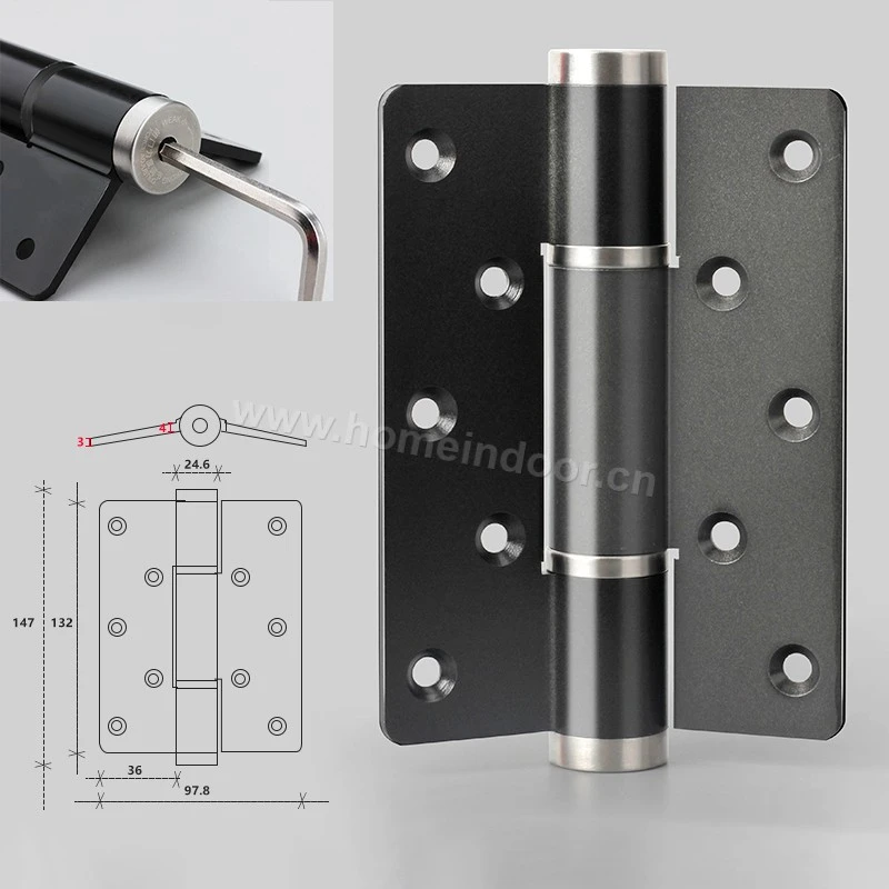 Black aluminum alloy hydraulic self-close butt hinge