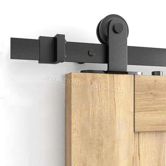 balck iron surface mounted sliding system for barn door