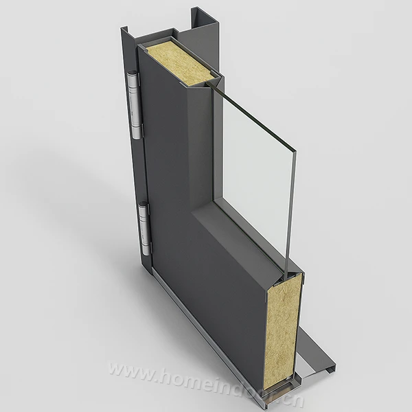 door with rock wool core steel glass door