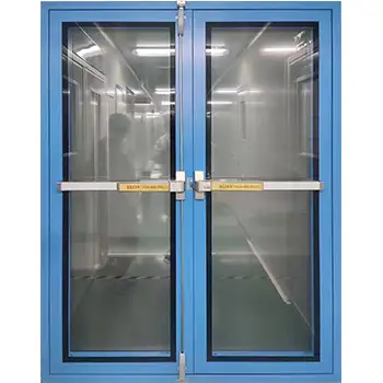 Commerical External Exit Steel all Glass Double Door with Push Bar