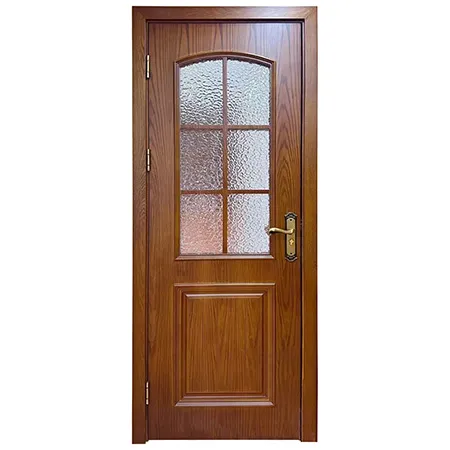 Solid oak wooden interior half lite french glass door with grid