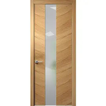 full length glazed wooden interior door with frosted glass