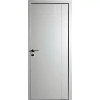 white paint bedroom wood flush interior door with groove