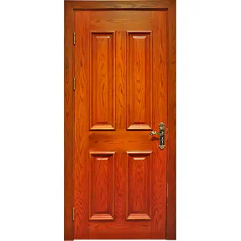 Residential oak veneer 4 panel wood interior door with molding