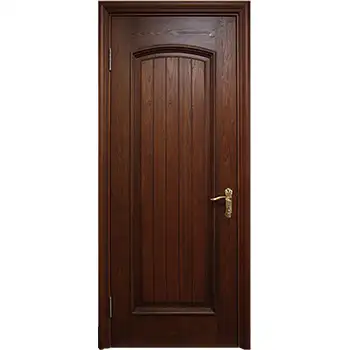 Dark brown oak wood 1 panel interior door with applied moulding