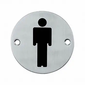 <font color='silver'>SUS304 stainless steel satin round man WC restroom sign plate</font>