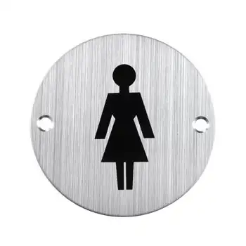 <font color='silver'>SUS304 stainless steel satin round woman WC restroom sign plate</font>