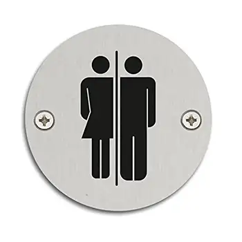 <font color='silver'>SUS304 stainless steel satin round WC restroom sign plate</font>