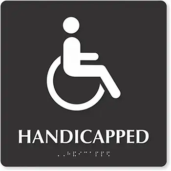 <font color='silver'>SUS304 stainless steel satin round disable restroom sign plate</font>