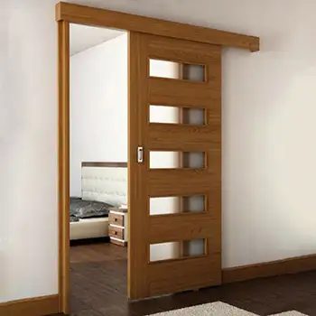 <font color='brown'>Residential internal room contemporary painted glazed wood surface mounted sliding door</font>