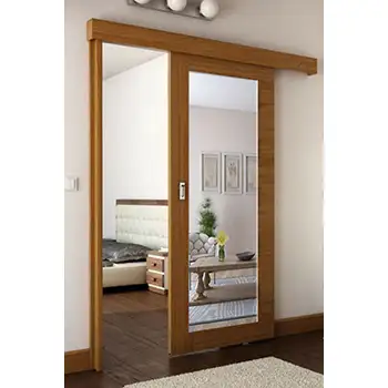 <font color='brown'>Residential internal Bedroom contemporary mirrored surface mounted wood sliding door</font>