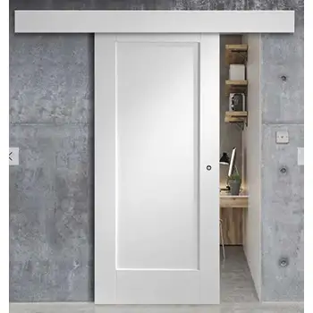 <font color='white'>Residential internal contemporary white painted shaker wood surface mounted sliding door</font>