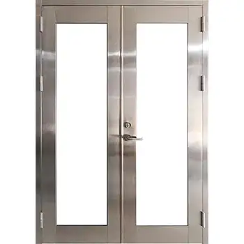Commerical exterior full glass stainless steel double door