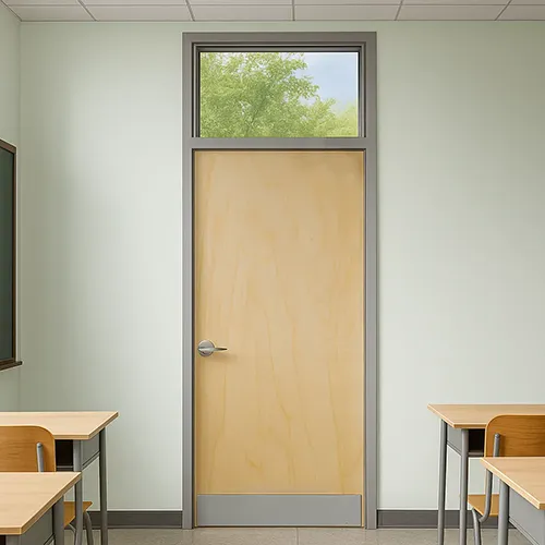 school classroom commercial wood door with transom