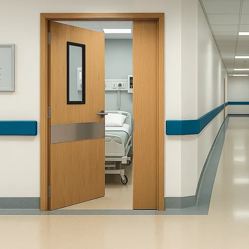 Interior steel hospital patient room door