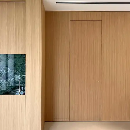Flush to wall cladding wood Frameless interior door