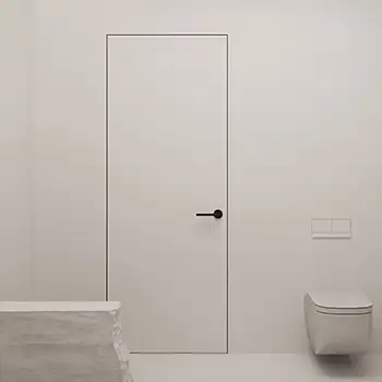 Modern white wooden flush trimless interior door for drywall