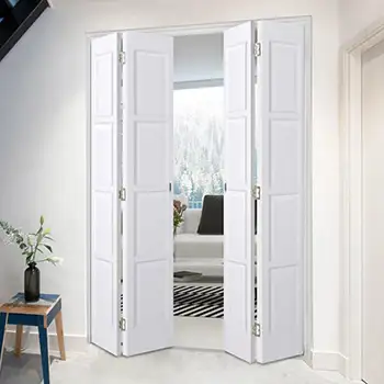 FLD14 house internal living room white painted riased panel wood folding door