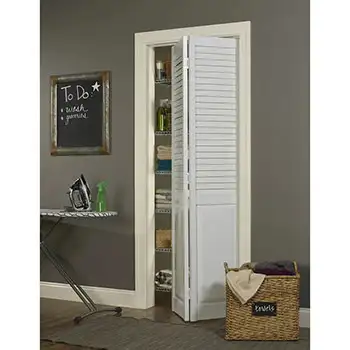 white paint full louver wood bi-fold door for closet