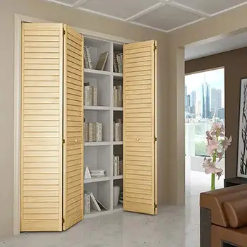 FLD25 Residential internal closet brown painted solid pine wood folding door