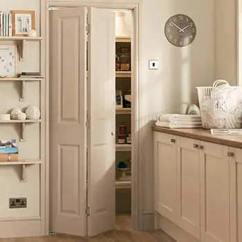 FLD05 home Interior closet white painted riased panel wood bi-fold door