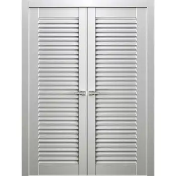 Interior full louver white wood double louver door