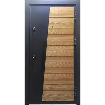 Modern armoured wood covered steel front door for house