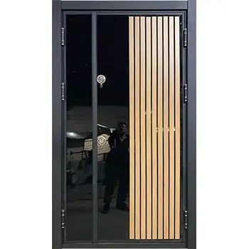 Black one and a half leaf armor tech security front door for house