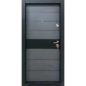 AMD21 house external entrance black painted flush steel-wood armored door
