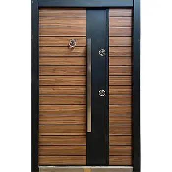 One and a half leaf wood covered security front door for home