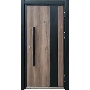 AMD26 home external entrance brown walnut veneer painted flush steel-wood armored door
