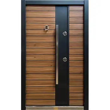 Residential metal-wood exterior armoured security front door