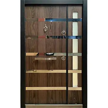 One and half metal inlay steel-wood armored front door with sidelites