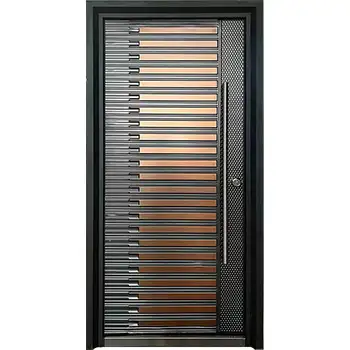 AMD41 house external entry black painted flush steel-wood armour door
