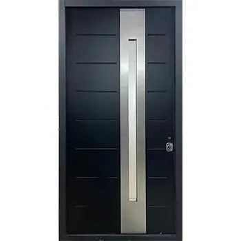 AMD45 house external entry black painted glazed steel-wood armour door