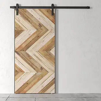Z pattern wood flush black steel framed internal barn door
