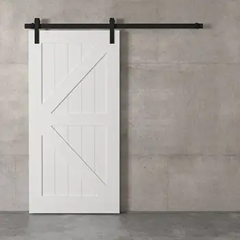 Interior wooden white K pattern barn door for closet