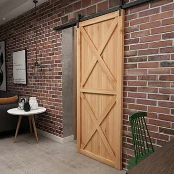 Double X design solid knotty pine interior barn door