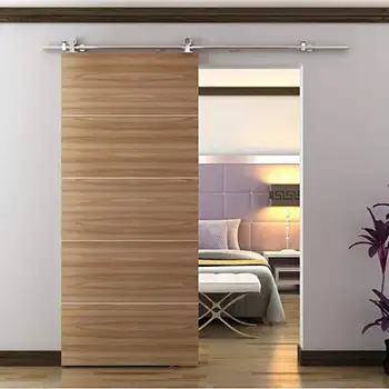 Lockable wood interior sliding barn door for bedroom with lock