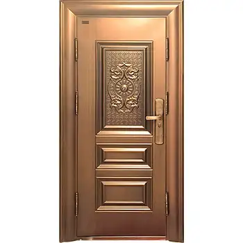 CPD08 villas exterior main entrance classic 3 panel armored security brass door
