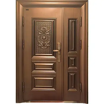 CPD09 villas exterior main entrance classic 3 panel armored security brass door