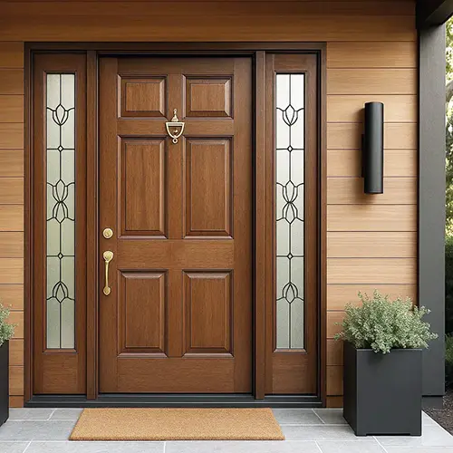Classic 6 panel exterior mahogany wood front door with sidelite