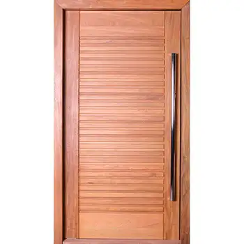 EMW10 Residential exterior entry modern brown varnish grooved solid mohagany door