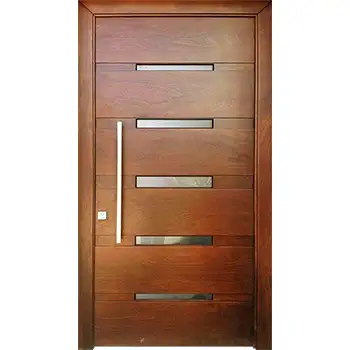 Residential exterior entrance contemporary brown painted flush glazed solid mohagany door