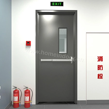EN1634 2 hours steel fire exit door with glass