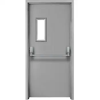 fireproof steel emergency egress door with glass panel