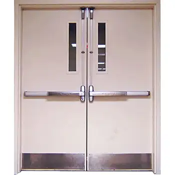 UL 90 mins steel fireproof emergency exit double door with glass panel