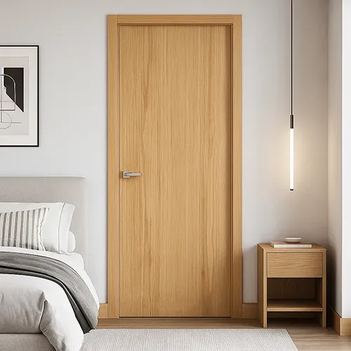 sliced oak wood flush panel interior door