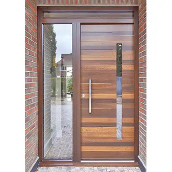 House entrance tongue groove solid wood walnut pivot exterior door with
