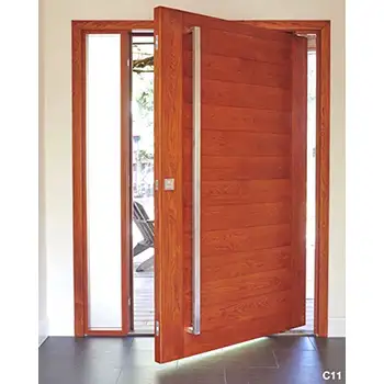 Villas entrance solid ask wood pivot exterior door with one sidelites